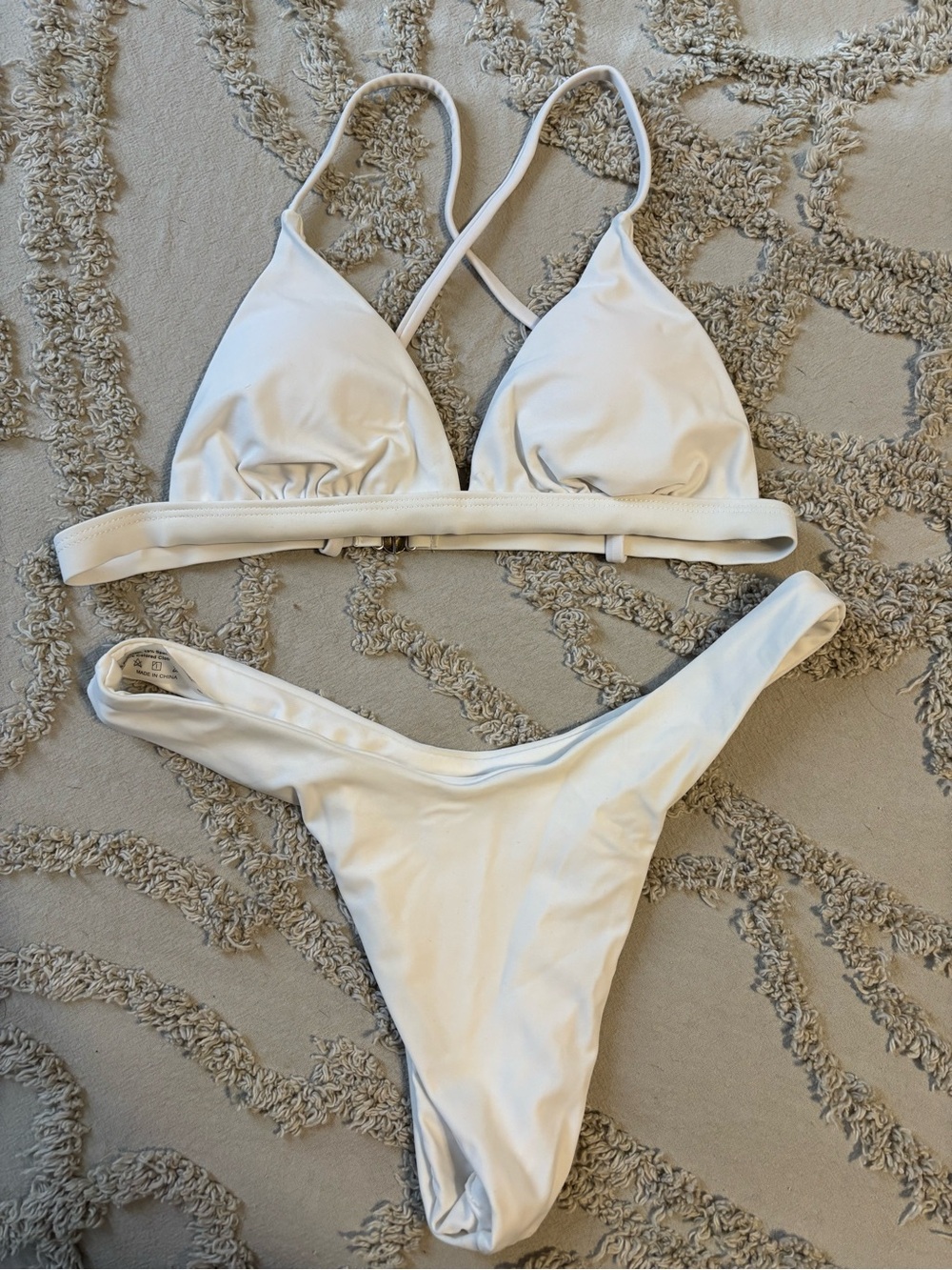 White Two-Piece Bikini Set - Triangle Top & High-Cut Bottoms